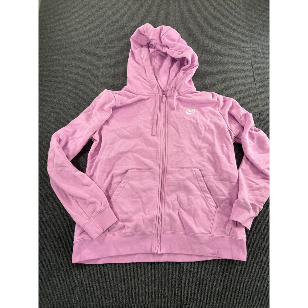 Nike Womens Sportswear Club Fleece Full Zip Hoodie Pink‎ Orchid DQ5471-632 Large